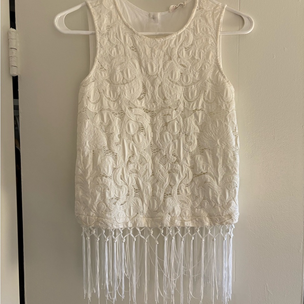 Miss Me Cream Lace Sleeveless Top
